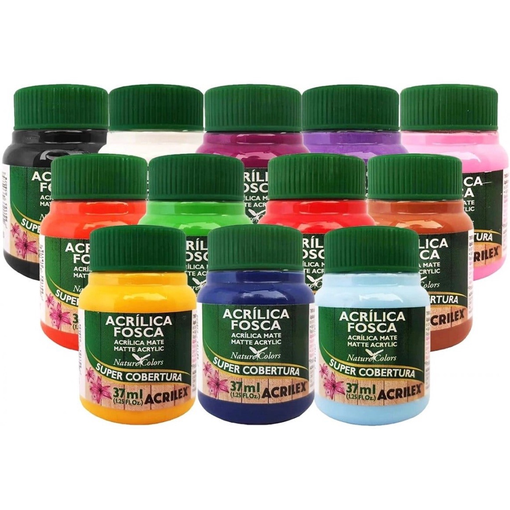 Tinta Acrílica Fosca Acrilex 37ml - Escolha a Cor - Escorrega o Preço