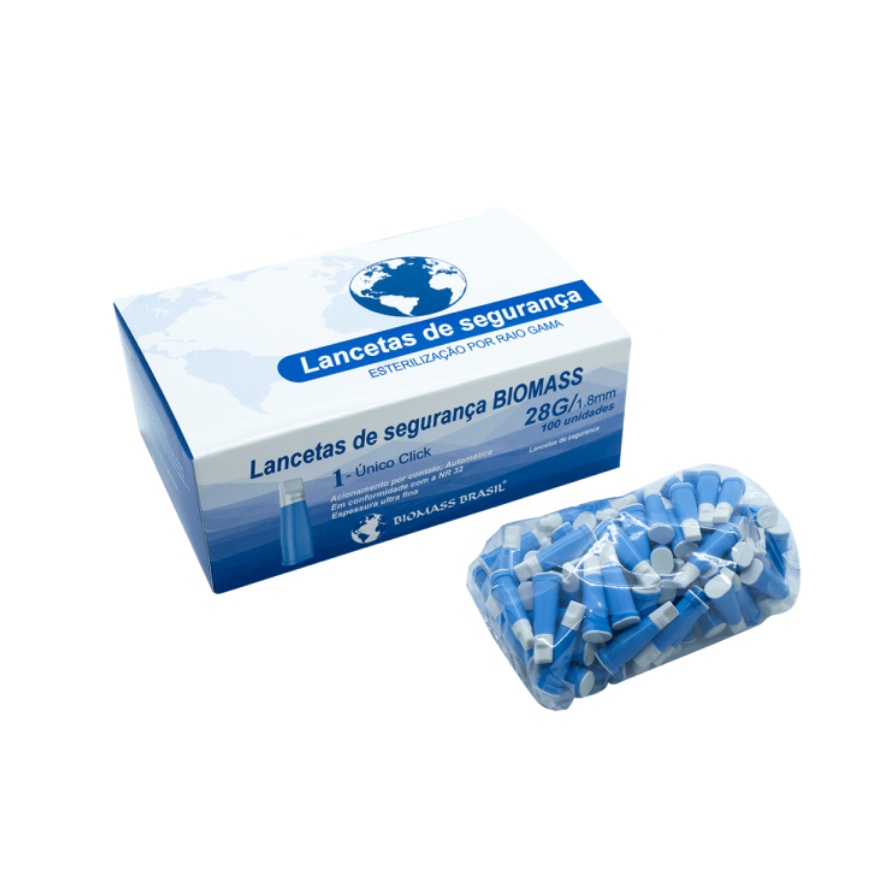 LANCETA DE SEGURANCA 28G CX C/ 100 UND (NR32) BIOMASS