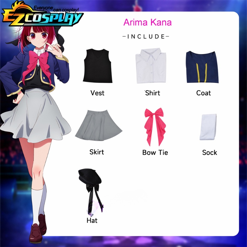 Compra online de Oshi no ko anime cosplay traje rubii rubi hoshino uniforme  escolar vestido topos saia irmã festa presente traje de halloween peruca