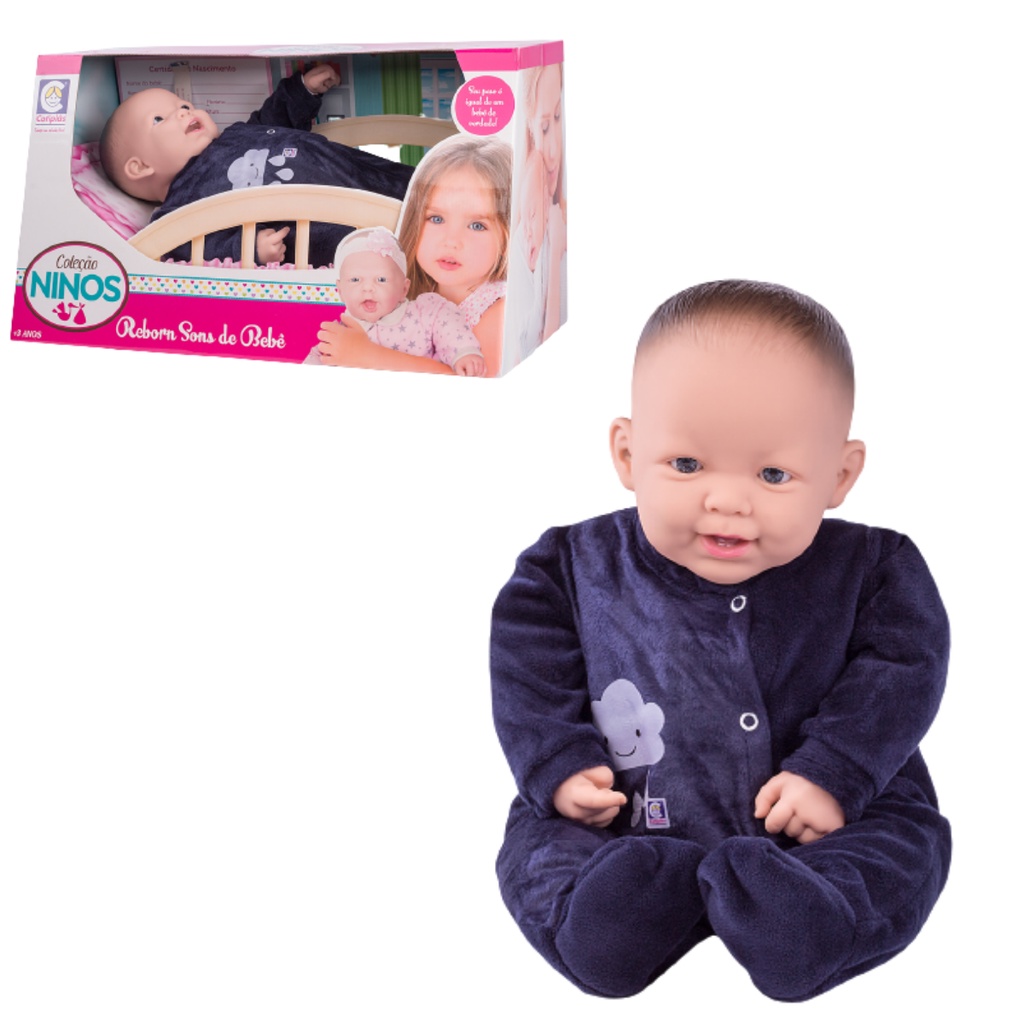 Bebê Reborn Boneco Silicone Suave AZUL Menino 40cm : :  Brinquedos e Jogos