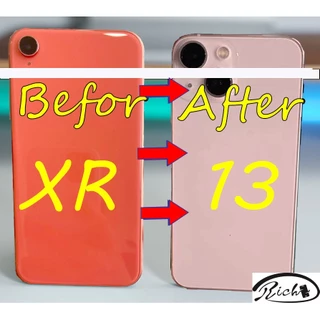 Tampa Da Bateria DIY Para iPhone XR Carcaça Como 13 Chassi Traseiro , Restaurar 13 Backshell Estilo + Caixa + Estojo De Telefone Sem Chaves Laterais
