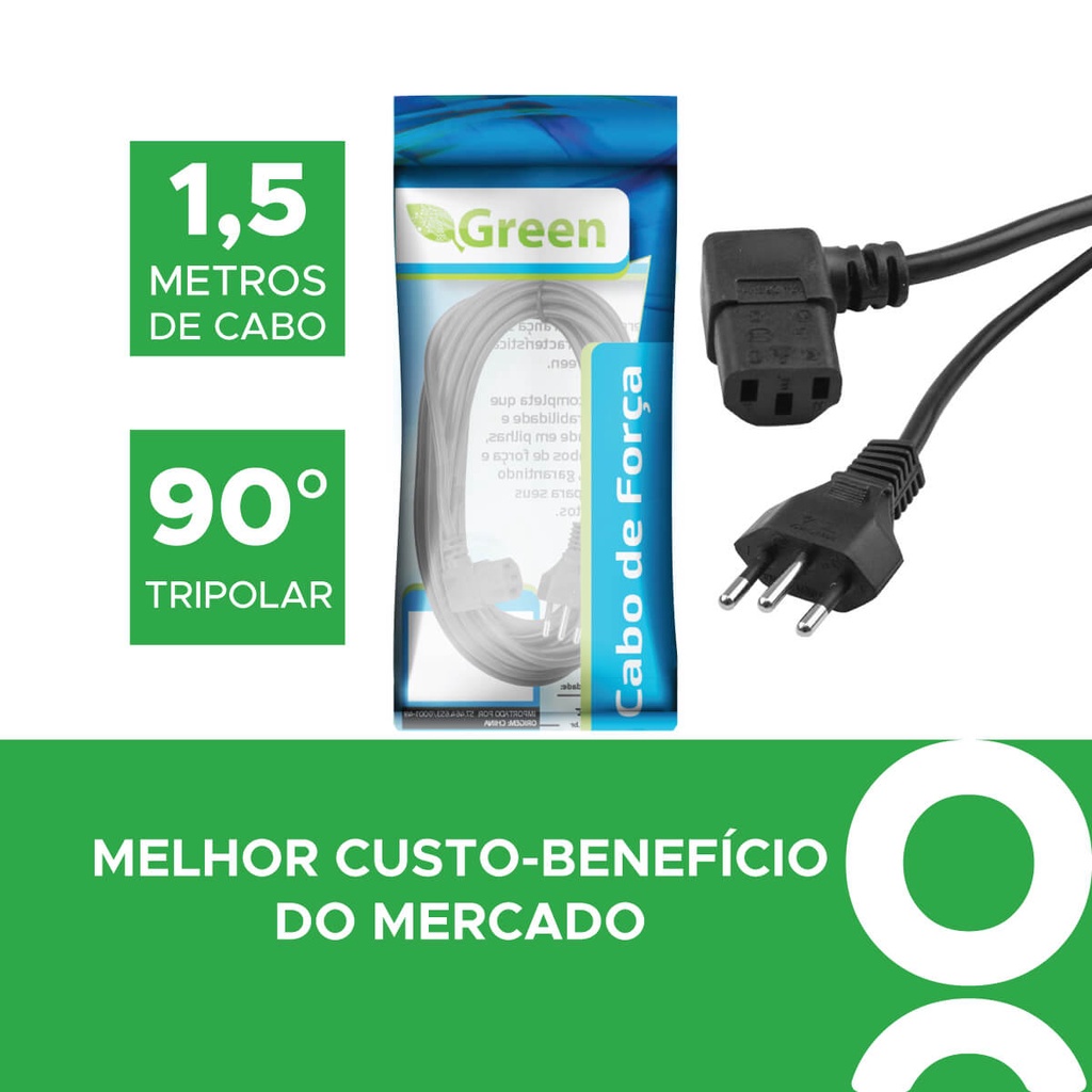 Cabo De Força Universal Novo Padrão 90º Graus 10a 1,5 Metros