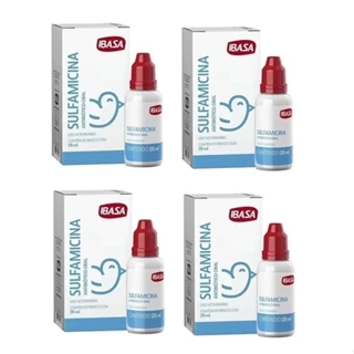 Kit 4 Sulfamicina 20ml - Ibasa Tratamento Coccidiose