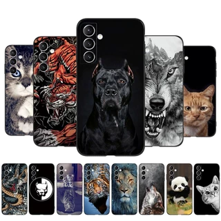 Para Samsung Galaxy A34 A54 5G Capa Traseira Do Telefone Silicone Macio Protetor De Preto Tpu Dragão Leão Lobo Tigre
