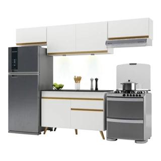 Cozinha Compacta 4 peças com Leds MP2022 Veneza Up Multimóveis Branca
