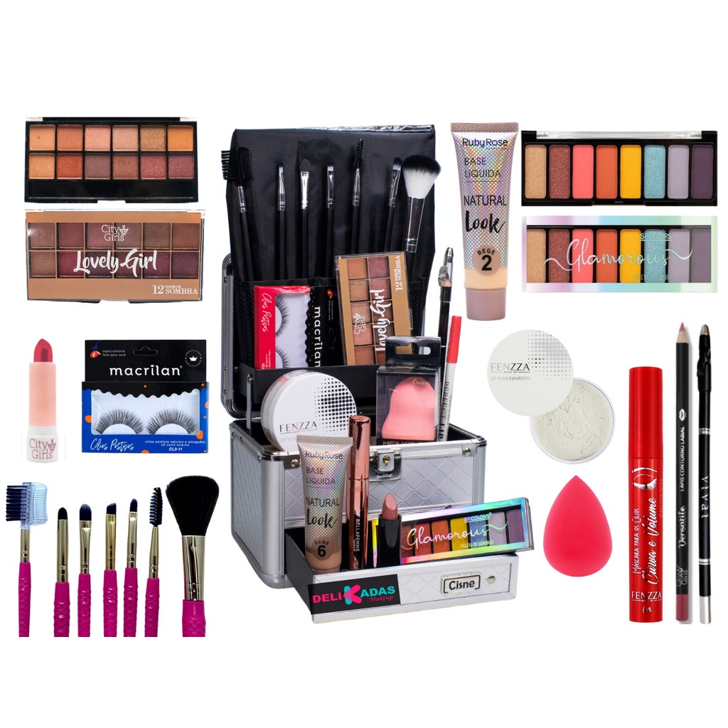 Maleta De Maquiagem Completa Ruby Rose Essencial Shopee Brasil