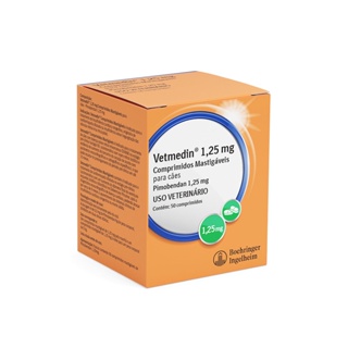 VETMEDIN MASTIGAVEL PARA CAES 1,25MG C/50 COMPRIMIDOS