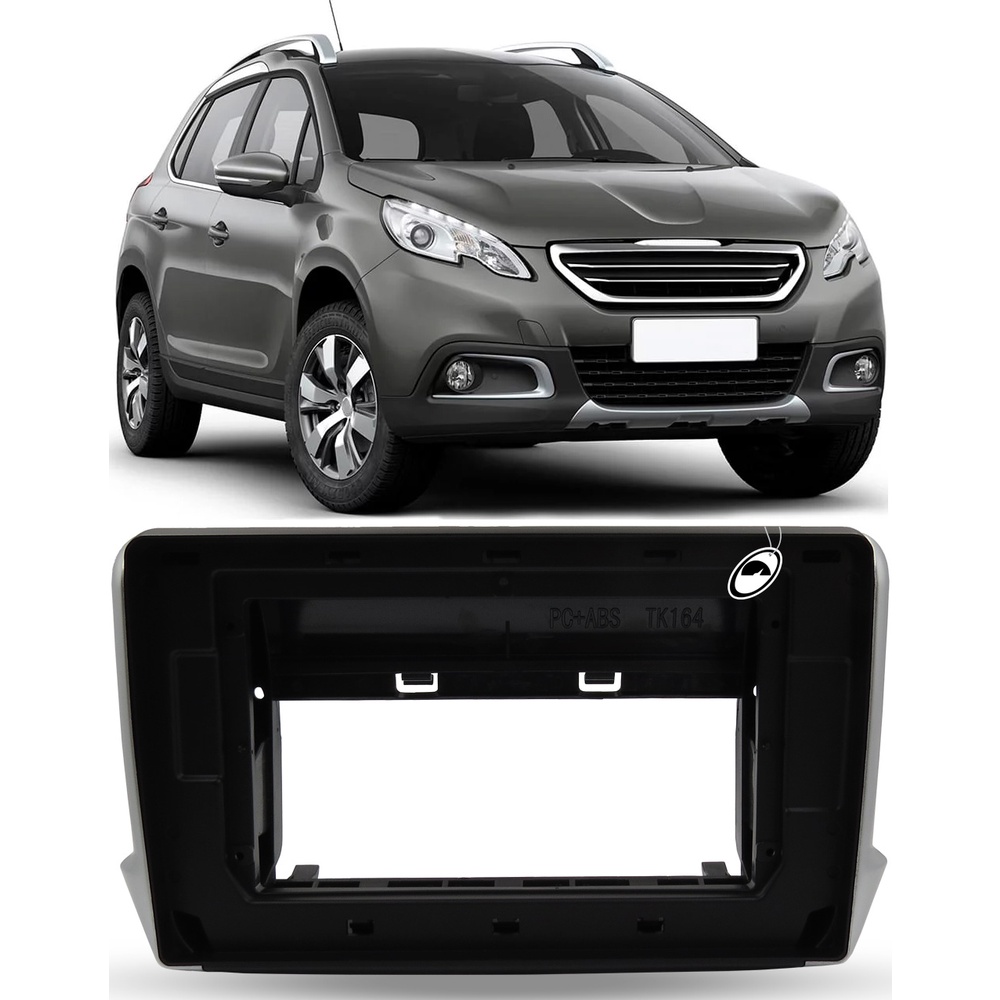 Moldura Painel 2 Din 10" Polegadas Peugeot 2008 2015 em Diante