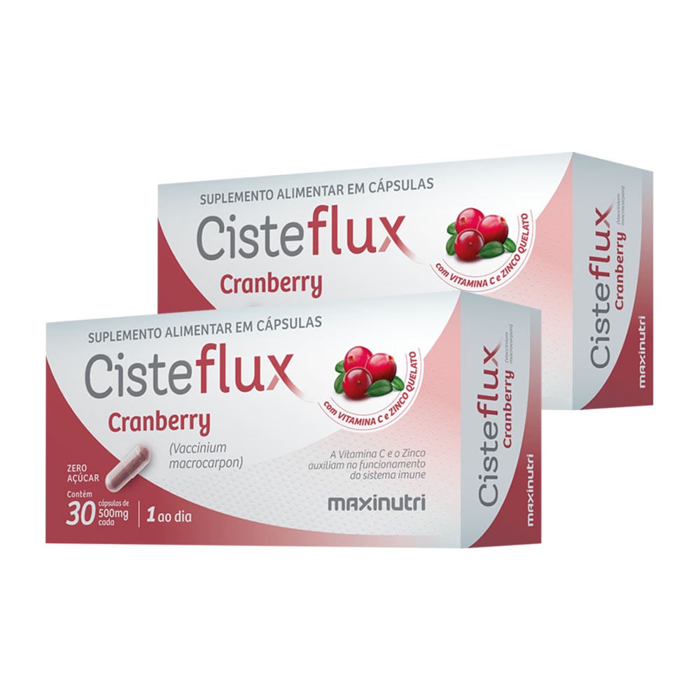 Kit 2 Cisteflux Cranberry Vitamina C Zinco 30 Cáps Maxinutri | Shopee ...