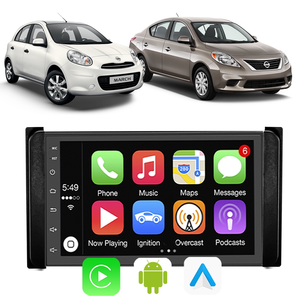 Kit Central Multimidia Carplay Android Auto Nissan March Versa 2011 ...