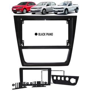 Moldura De Painel 2 Din 9" Polegadas Vw Gol Saveiro Voyage G6 - Black Piano
