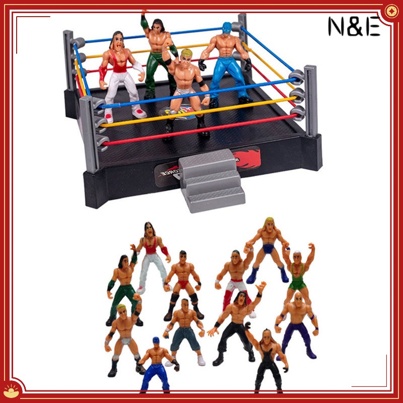 Luta Livre Mma Ring Com 4 Bonecos Miniatura Wwe Championship