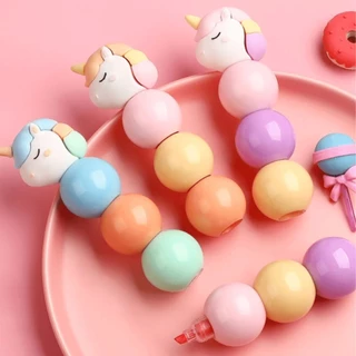 Marca Texto Unicórnio Empilhável Kit 3 Cores Papelaria Kawaii