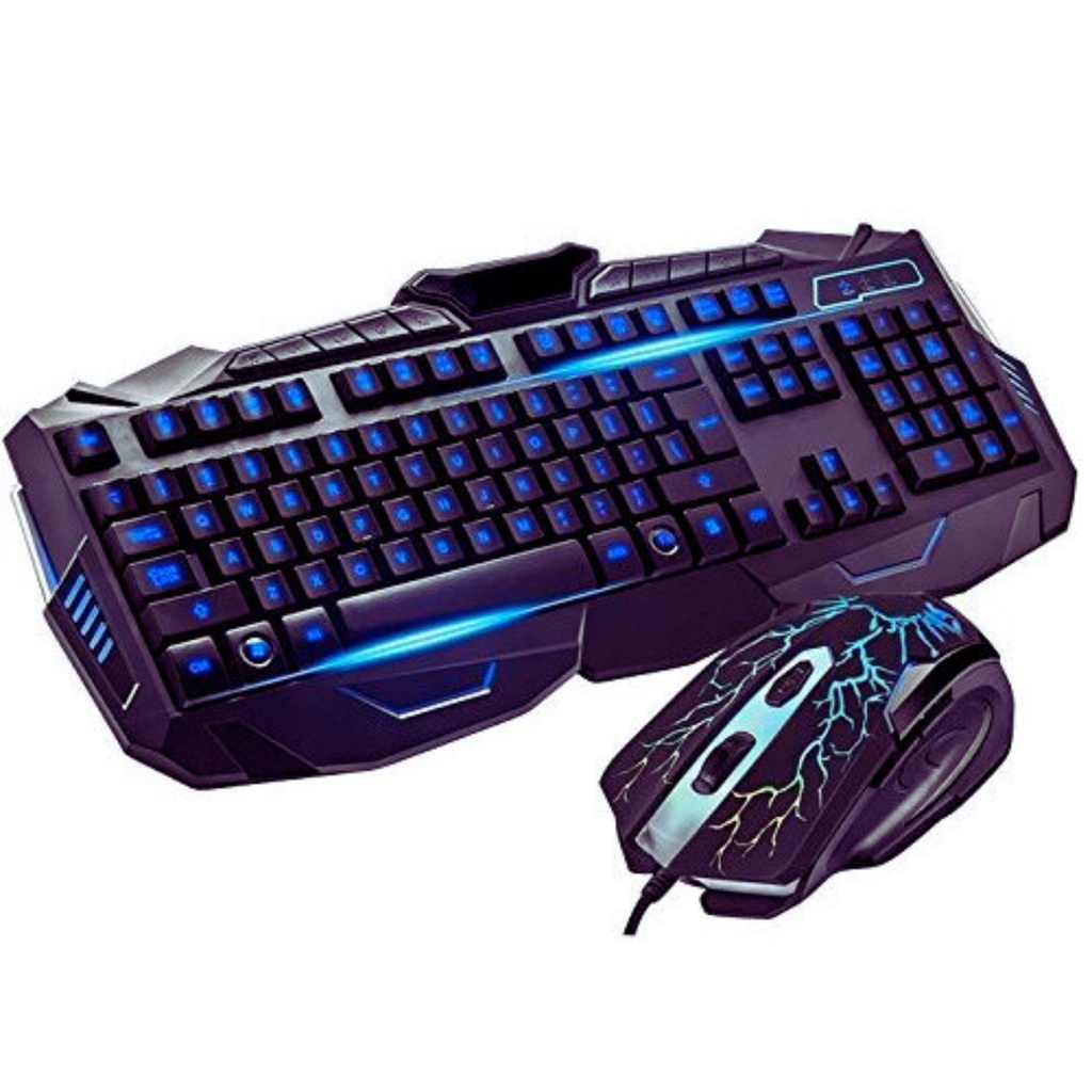 Kit Teclado e Mouse Gamer Jogos Led 3 Cores 600/1000/1600 dpi Teclado Multimídia