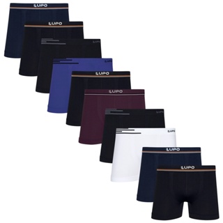 Kit com 10 Cuecas Boxer Microfibra sem Costura Lupo