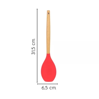 Colher de arroz de silicone 31 Cm com cabo madeira utensílios de cozinha