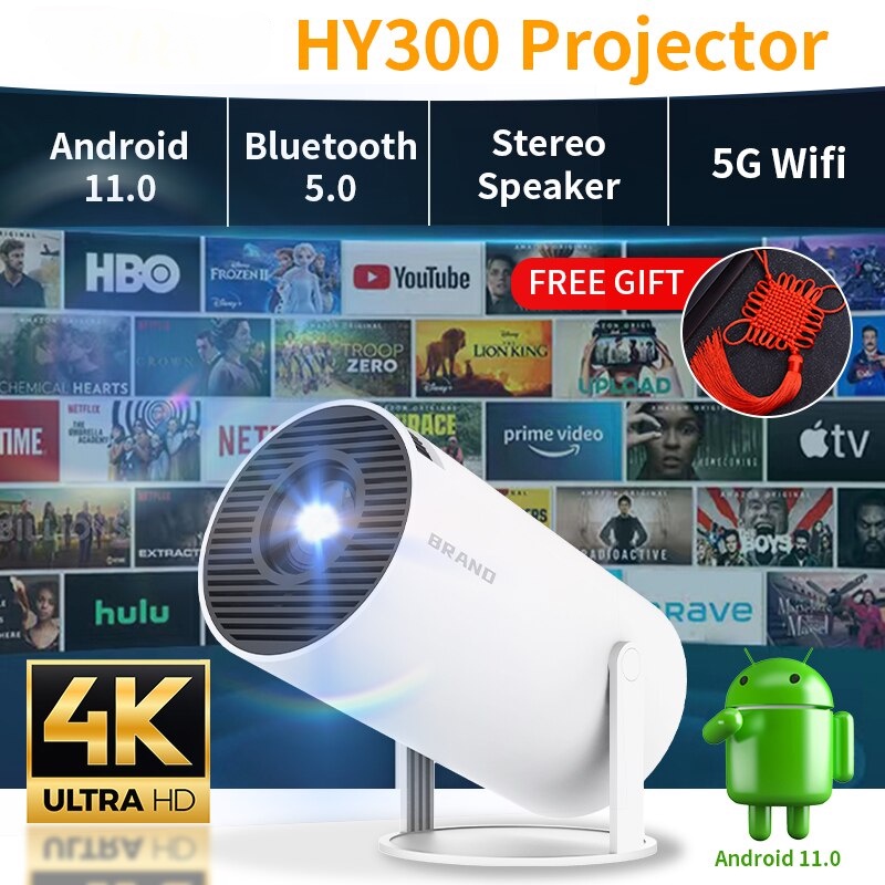 Projetor 4k 150 POLEGADAS com Sistema Android 150 polegadas Projetor Magcubic  HY300 Wifi e Bluetooth - Escorrega o Preço