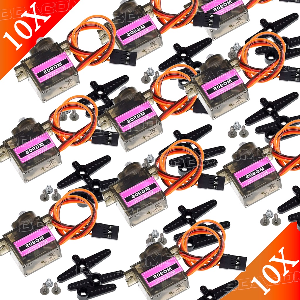Kit 10x Servo Motor Mg90s Com Engrenagem em Metal 90º 180º