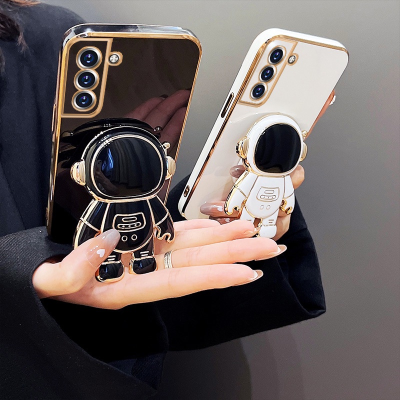 Para Samsung Galaxy S20FE S21 5G S21PLUS S21ULTRA S21FE S22 S22 PLUS S22 ULTRA S10 S10 Porta-Casaco Dobrável Astronauta Em Silicone