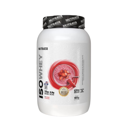 Iso Whey Pure Isolado Morango 900g Nutrata