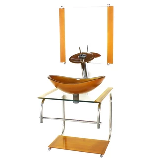 GABINETE DE VIDRO CUBA OVAL 40CM INOX DOURADO REAL