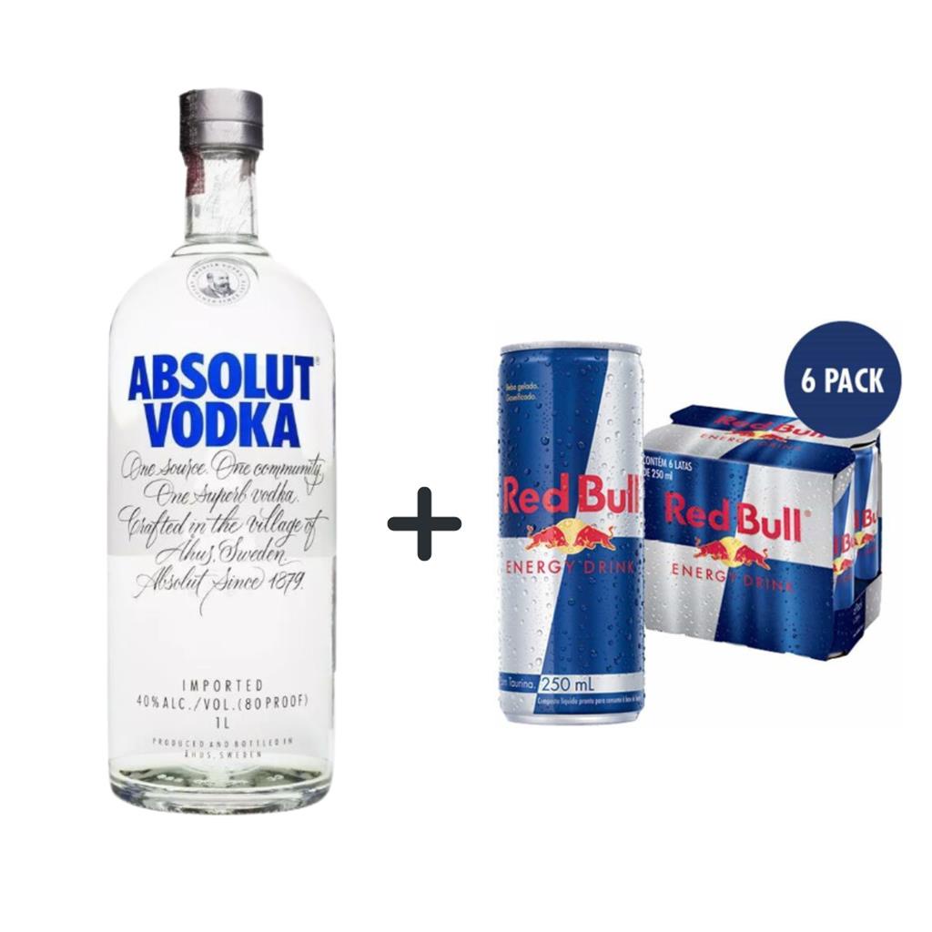 Combo Vodka Absolut 1L + red bull pack c/6 lt 250ml Shopee Brasil
