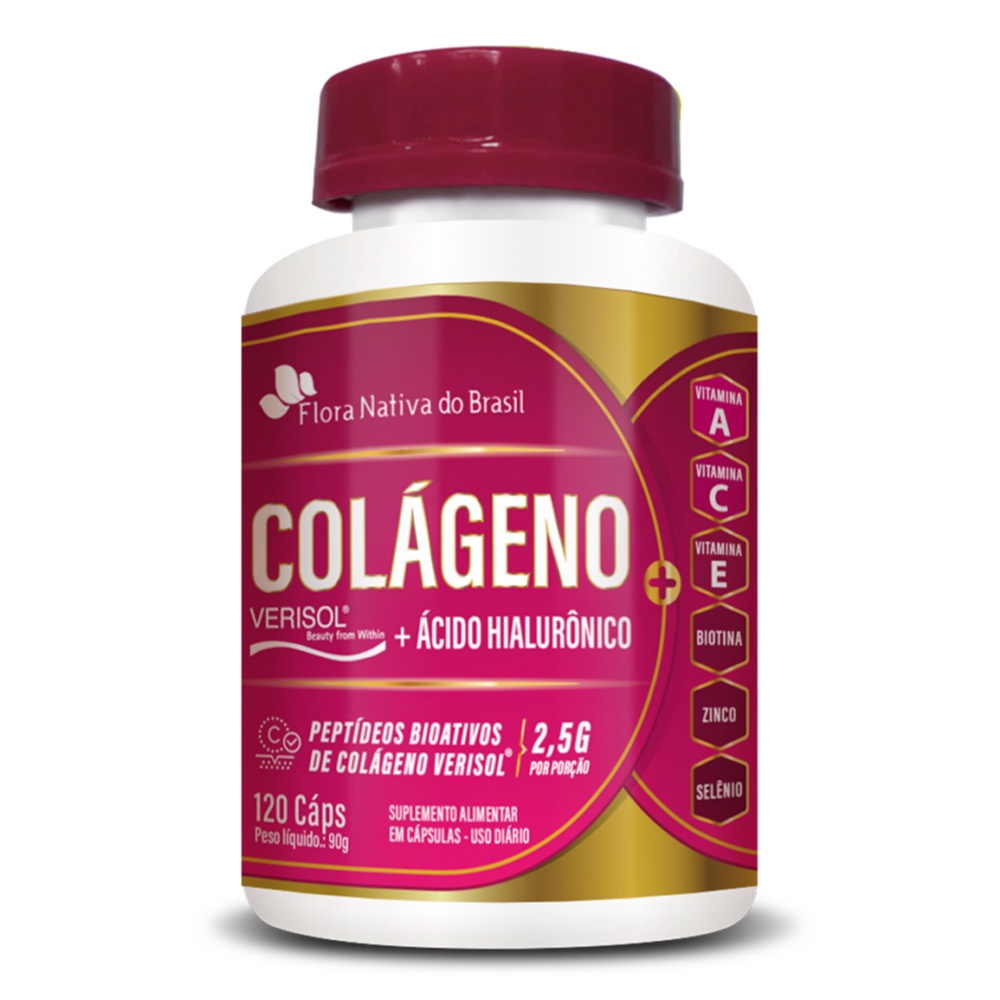 Colageno Verisol + Acido Hialuronico 750mg 120 Capsulas - Flora Nativa ...