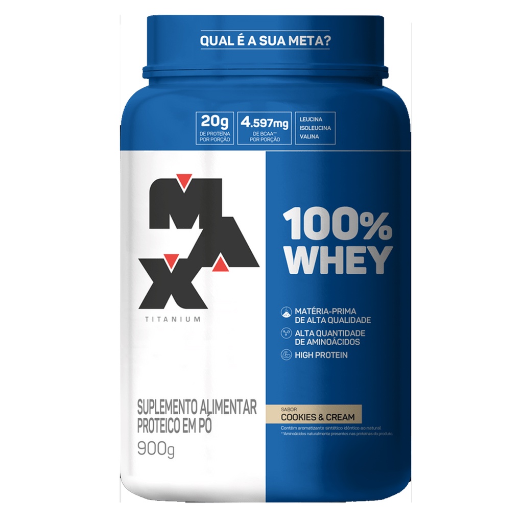 100% Whey Max Titanium Sabor Cookies & Cookies Pote 900g