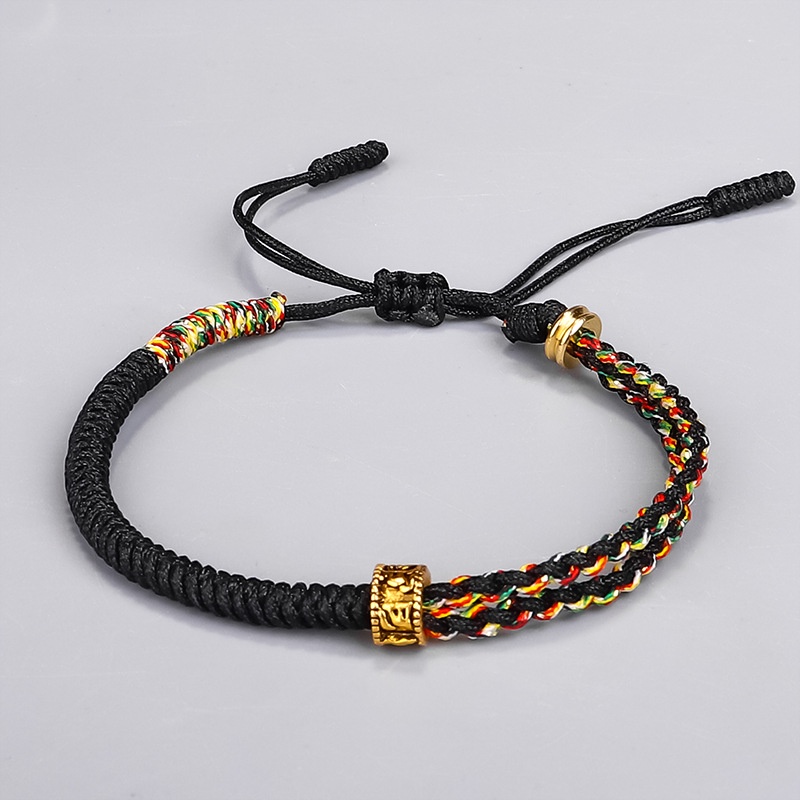 Pulseira De Seis Caracteres Do Budista Tibetano Mantra Trançado De Algodão Lucky Rope Bracelets For Women Men Amulet Jewellry