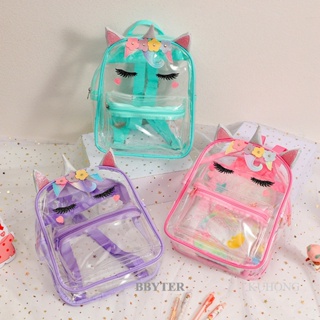 BBYTER Unicórnio PVC Mochila Transparente Infantil Fofa