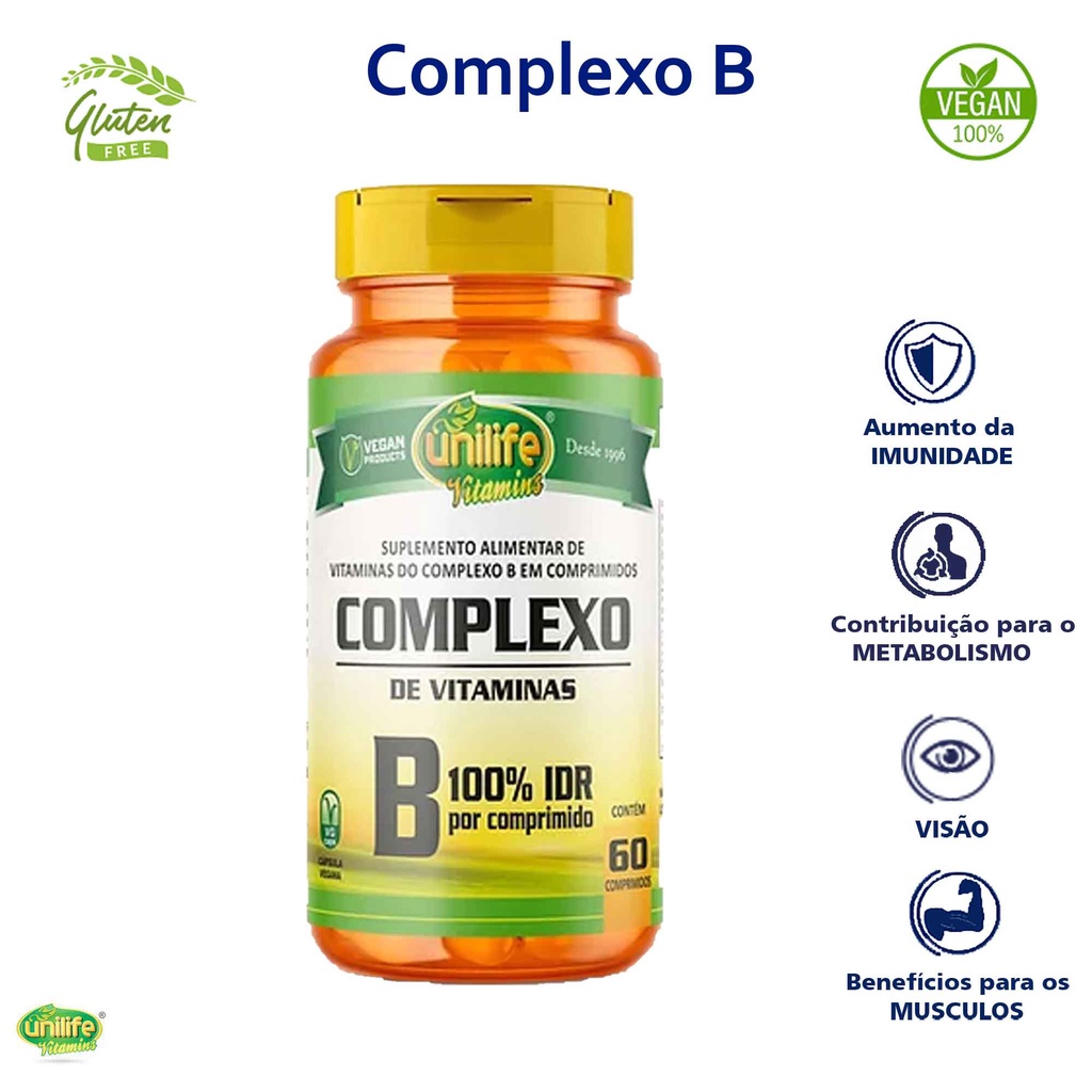 Vitamina Complexo B Unilife Vegana 500 Mg 60 Comprimidos | Shopee Brasil