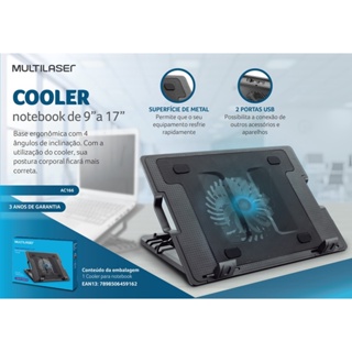 Suporte Notebook Com Cooler Vertical AC166 - Multilaser | Shopee Brasil