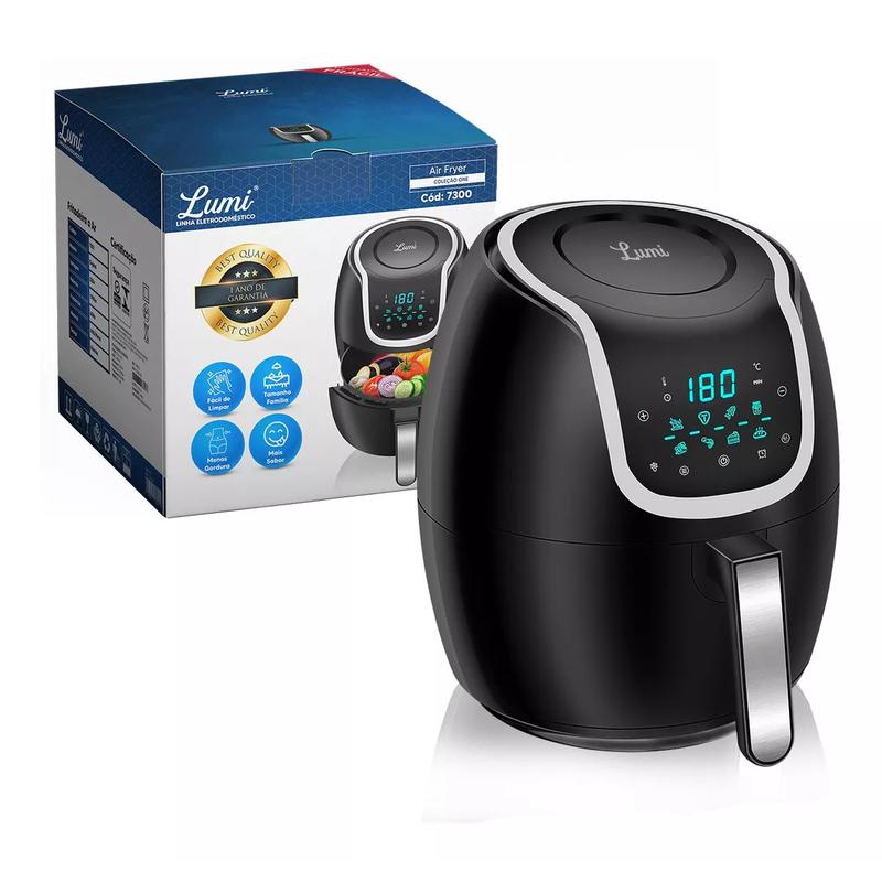 Fritadeira Eletrica Air Fryer Digital 6.5 Litros 1700w 110v 220v Sem Oleo Facil E Rapido Lumi 1ª Linha