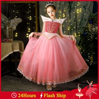 Disney meninas princesa vestido dormir beleza aurora cosplay traje carnaval  festa de aniversário rosa vestidos crianças roupas