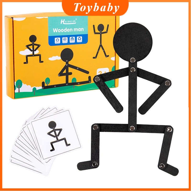 Quebra-Cabeça De Madeira Brinquedos De Montessori Humano 24 Cartões De Ação Corporal Jogo De Imaginação Treinamento Educacional Toddler Presente De Brinquedo