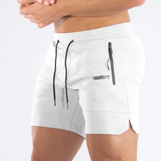 Calções Esportivos Masculinos Casuais Com Zíper De Bolso Calças De Treino De Malha