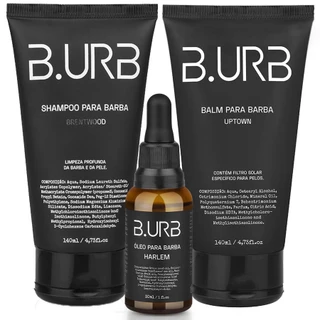 Kit Shampoo Brentwood + Balm Uptown + Óleo Harlem Amadeirado Barba Urbana B.URB