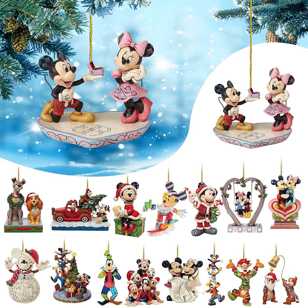 Desenhos animados Mickey Minnie Natal bonito dupla face acrílico pendurado  árvore decoração carro charme - Escorrega o Preço