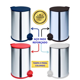 LIXEIRA COZINHA E BANHEIRO AÇO INOX REFORÇADO COM PEDAL 5,5 LITROS
