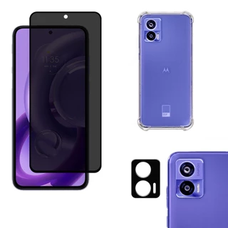 KIT Motorola Moto Edge 30 Neo | Película de Privacidade 3D - Capa Capinha Anti Impacto - Película da Câmera 3D