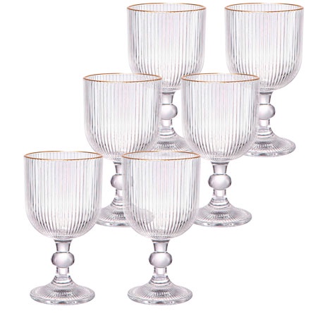 Taça de vidro borda dourada