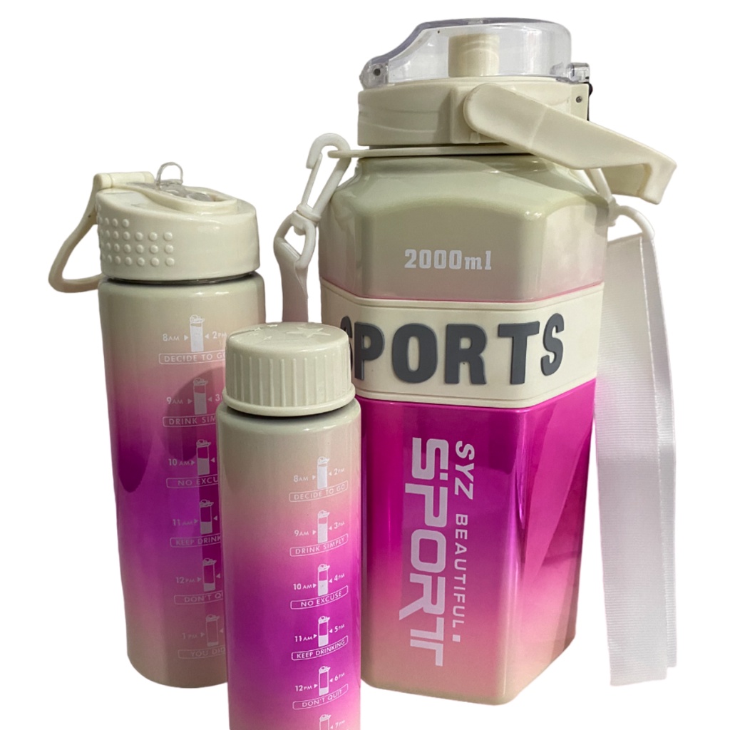 Garrafa de Agua 2 litros Kit Academia Rosa