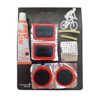 Kit Reparo Pneu Bike Bicicleta 4 Peças Remendo Vipal + Cola KIT REMENDO FRIO RAPIDO KIT COM 8 PÇS peneu furado