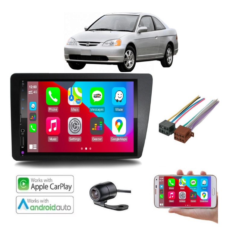 Mp5 Multimidia Android Auto iOS Carplay Civic 2001 ate 2006