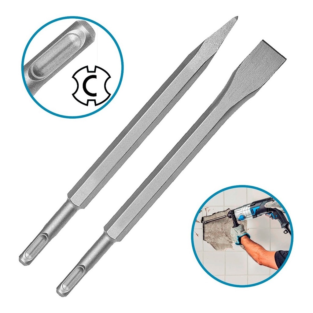 Talhadeira E Ponteiro Manual Pedreiro Martelete Concreto Sds | Shopee ...