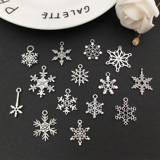 50pcs/pack Floco De Neve De Prata Oco De Pingente De Jóias De Bricolage