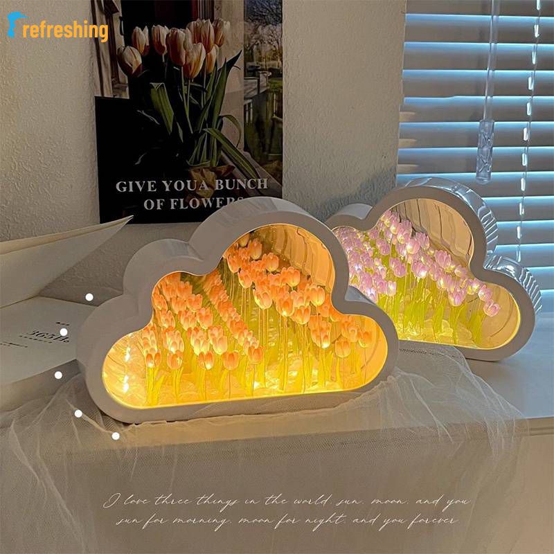 [cod] Tulipa Espelho Luminária Criativa Espelho Tulipa Luminária Faça Você Mesmo Flor Mar Noite Luminária Menina Presente De Aniversário REFRESCANTE01