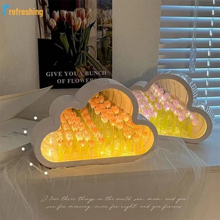 [cod] Tulipa Espelho Luminária Criativa Espelho Tulipa Luminária Faça Você Mesmo Flor Mar Noite Luminária Menina Presente De Aniversário REFRESCANTE01