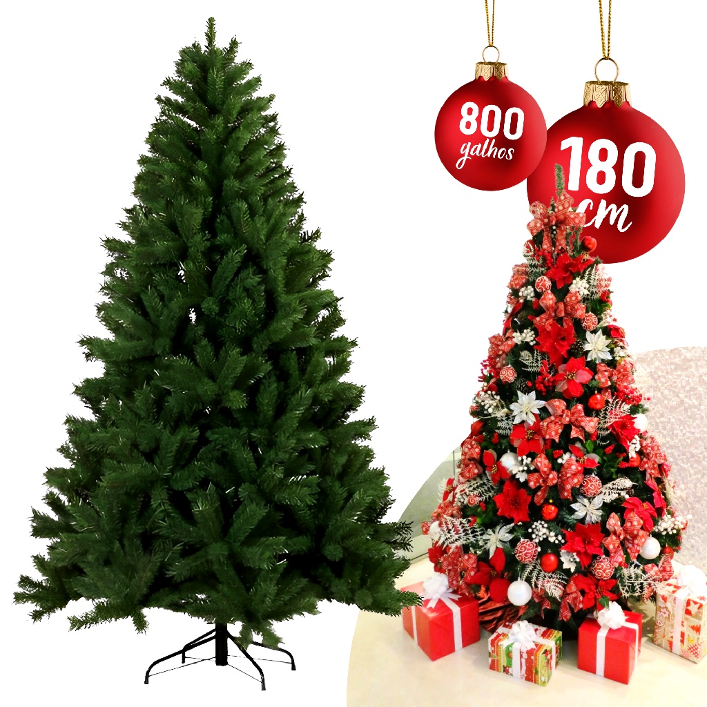 Arvore De Natal Cheia Grande Luxuosa Pinheiro Promocao 1,8m | Shopee Brasil