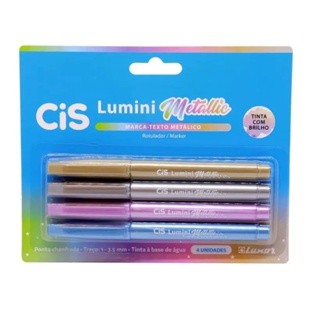 Kit Marca Texto CIS Lumini Metallic c/ 4 Cores